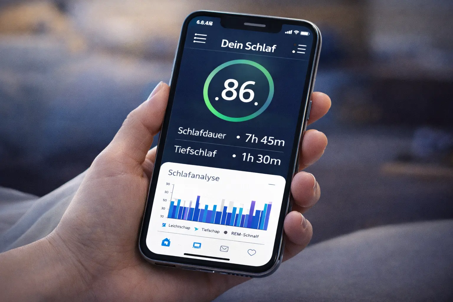 Restflow App – Schlafanalyse mit Sleep Score, Schlafphasen und Trends